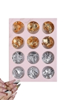 12li Folyo Tırnak Süsleme Nail Art Gold Silver