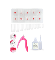 Nail Master 500lü Şeffaf Yarım Ay Set Tips Tırnak + Tips Makası + Tips Yapıştırıcısı 10gr